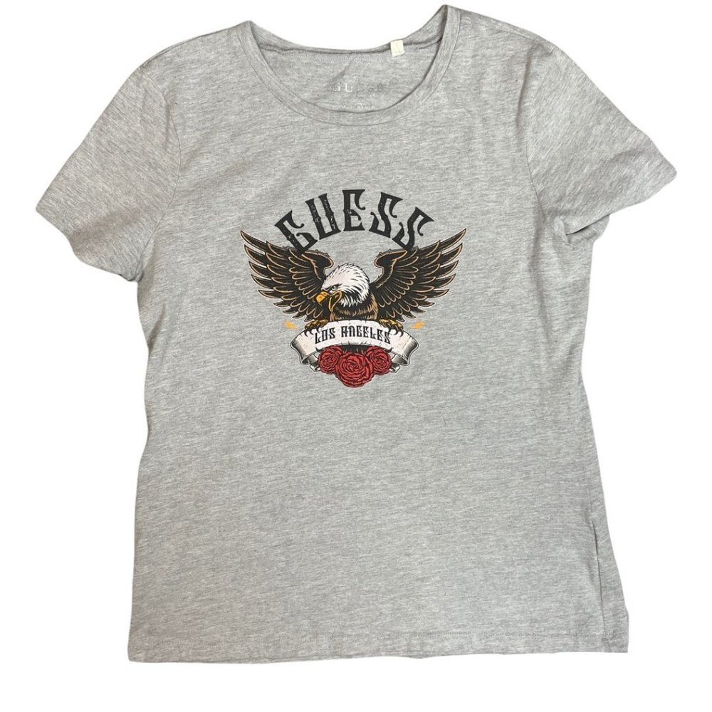 3/$30 Guess Los Angeles Eagle Rose Gray Graphic Tee Shirt Women’s Medium
